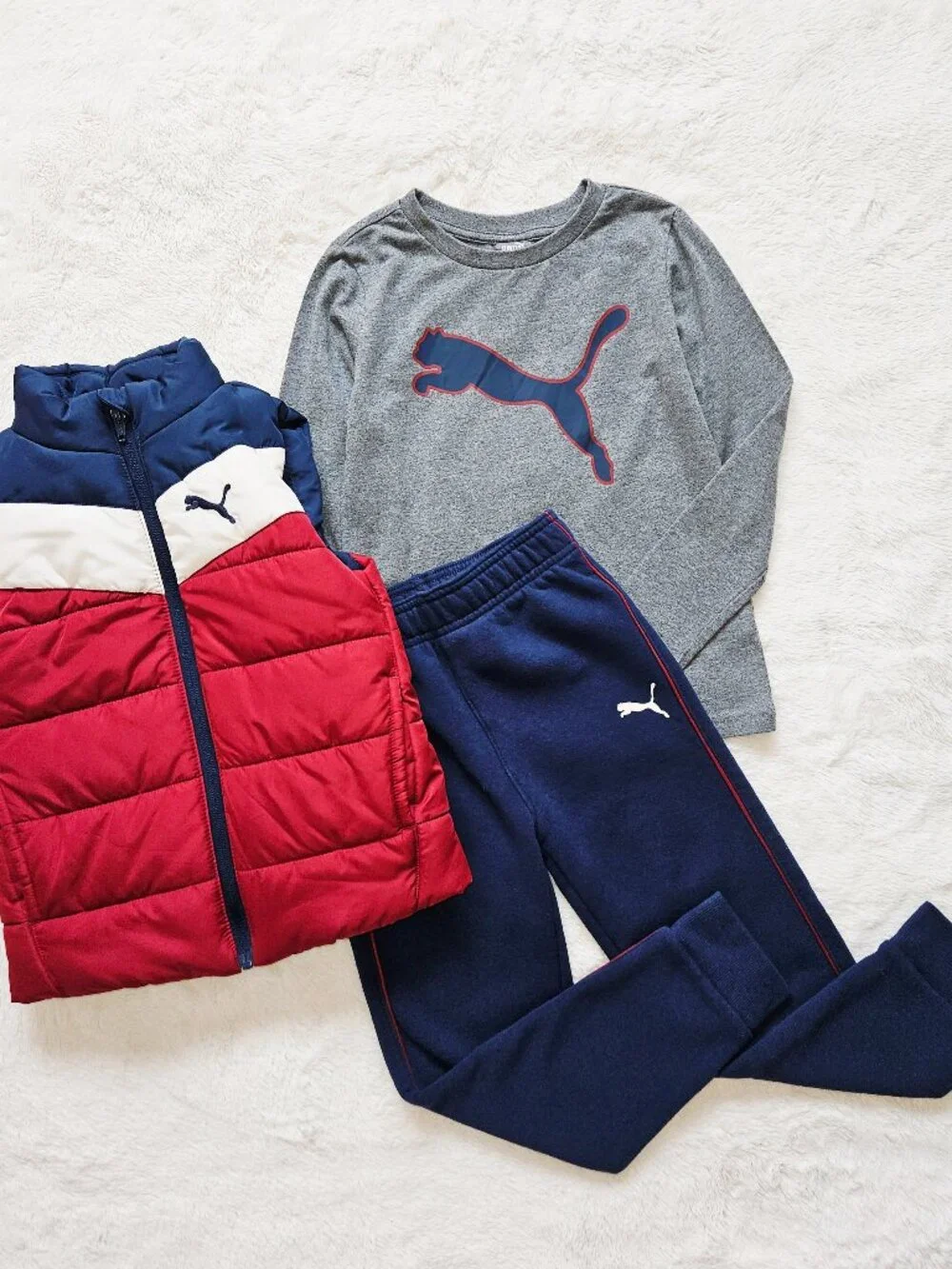 PUMA Boys' 3-Piece Sports Set Long-sleeve Top Sweatpants Insulated Vest Size 6 - Picture 4 of 9